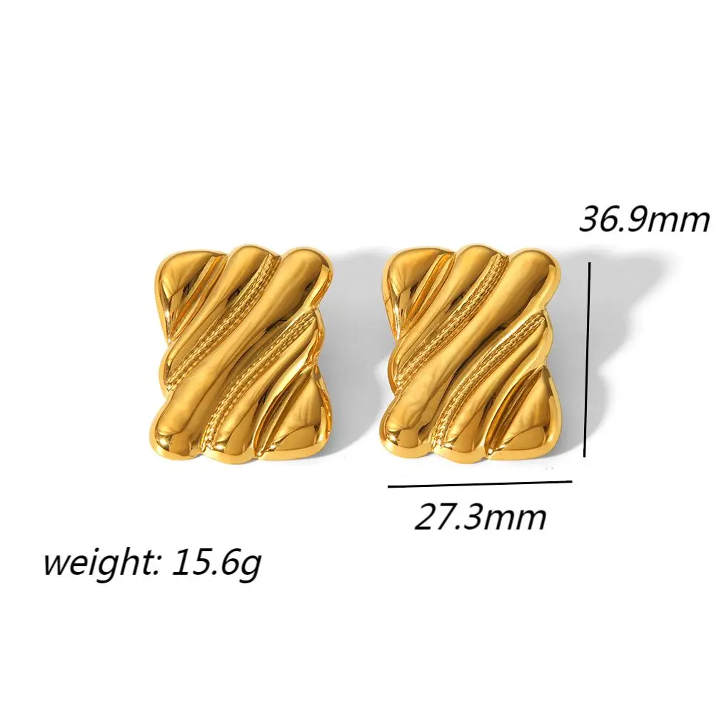 1 Pair Simple Classic Style Rectangular Shape Stainless Steel 18K Gold Plated Women's Stud Earrings h5 Picture2